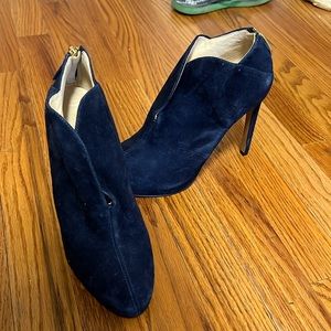 Navy suede heels booties